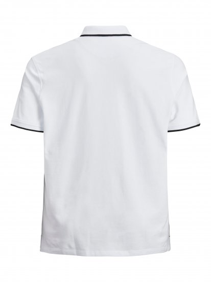 Jack & Jones PAULOS Short Sleeve Polo White/PS - Поло тениски - мъжки тениски с яка големи размери