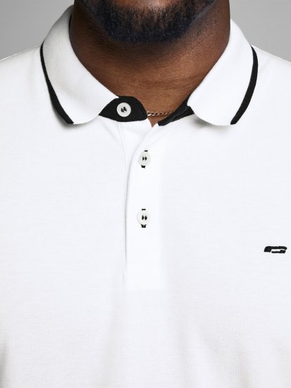 Jack & Jones PAULOS Short Sleeve Polo White/PS - Поло тениски - мъжки тениски с яка големи размери