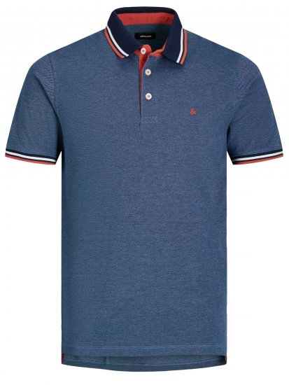 Jack & Jones Paulos Polo Denim Blue - Поло тениски - мъжки тениски с яка големи размери