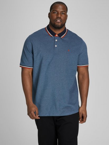 Jack & Jones Paulos Polo Denim Blue - Поло тениски - мъжки тениски с яка големи размери