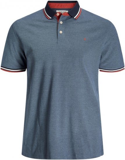 Jack & Jones PAULOS Short Sleeve Polo Denim Blue/PS - Поло тениски - мъжки тениски с яка големи размери
