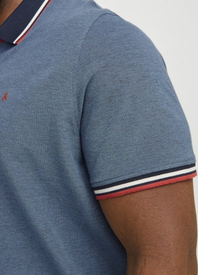 Jack & Jones PAULOS Short Sleeve Polo Denim Blue/PS - Поло тениски - мъжки тениски с яка големи размери