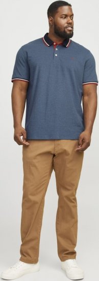 Jack & Jones PAULOS Short Sleeve Polo Denim Blue/PS - Поло тениски - мъжки тениски с яка големи размери