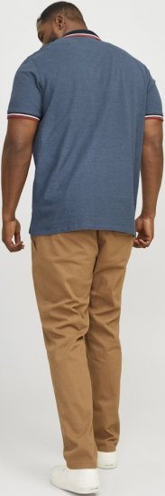 Jack & Jones PAULOS Short Sleeve Polo Denim Blue/PS - Поло тениски - мъжки тениски с яка големи размери