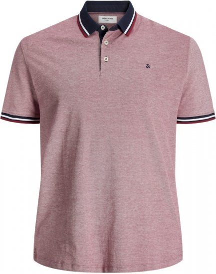 Jack & Jones PAULOS Short Sleeve Polo Rio Red/PS - Поло тениски - мъжки тениски с яка големи размери