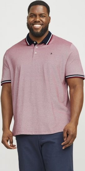 Jack & Jones PAULOS Short Sleeve Polo Rio Red/PS - Поло тениски - мъжки тениски с яка големи размери
