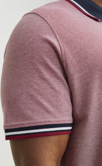 Jack & Jones PAULOS Short Sleeve Polo Rio Red/PS - Поло тениски - мъжки тениски с яка големи размери