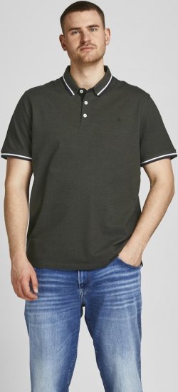 Jack & Jones PAULOS Short Sleeve Polo Green/PLAY 1 - Поло тениски - мъжки тениски с яка големи размери