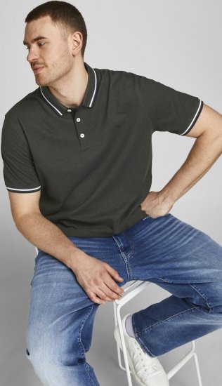 Jack & Jones PAULOS Short Sleeve Polo Green/PLAY 1 - Поло тениски - мъжки тениски с яка големи размери