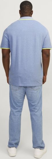 Jack & Jones PAULOS Short Sleeve Polo Light Blue/NEON - Поло тениски - мъжки тениски с яка големи размери