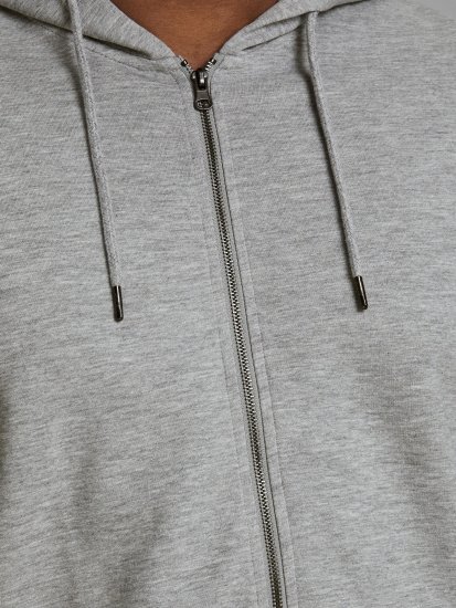 Jack & Jones Basic Sweat Zip Hood Light Grey Melange - Суичъри & cуичъри с качулка - мъжки суичъри големи размери