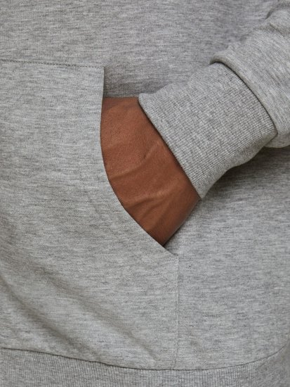 Jack & Jones Basic Sweat Zip Hood Light Grey Melange - Суичъри & cуичъри с качулка - мъжки суичъри големи размери