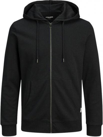 Jack & Jones Basic Sweat Zip Hood Black - Суичъри & cуичъри с качулка - мъжки суичъри големи размери
