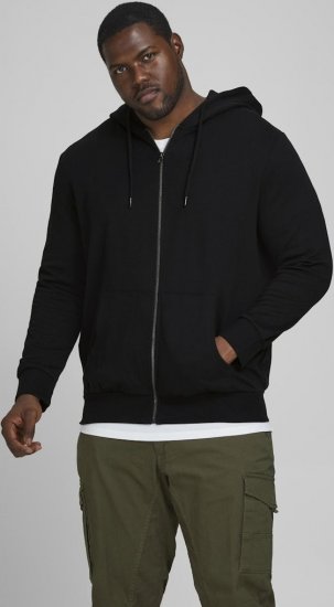 Jack & Jones Basic Sweat Zip Hood Black - Суичъри & cуичъри с качулка - мъжки суичъри големи размери