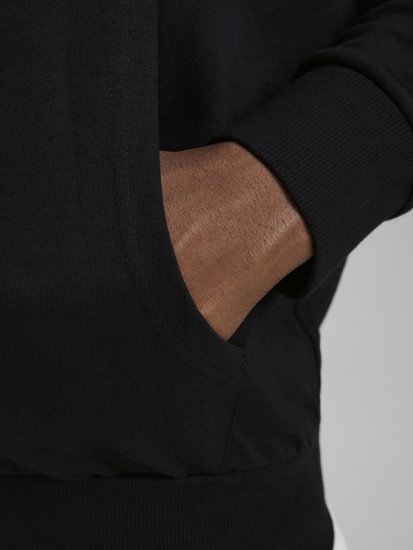 Jack & Jones Basic Sweat Zip Hood Black - Суичъри & cуичъри с качулка - мъжки суичъри големи размери