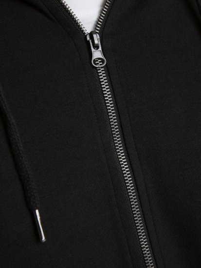 Jack & Jones Basic Sweat Zip Hood Black - Суичъри & cуичъри с качулка - мъжки суичъри големи размери