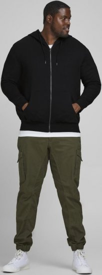Jack & Jones Basic Sweat Zip Hood Black - Суичъри & cуичъри с качулка - мъжки суичъри големи размери