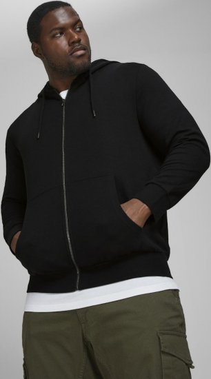 Jack & Jones Basic Sweat Zip Hood Black - Суичъри & cуичъри с качулка - мъжки суичъри големи размери