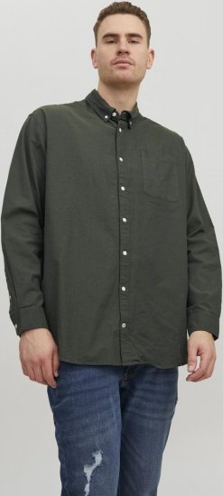 Jack & Jones OXFORD LS Shirt Green - Ризи - мъжки ризи големи размери