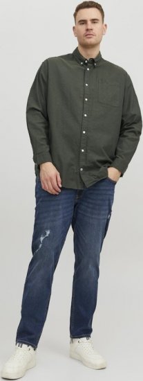 Jack & Jones OXFORD LS Shirt Green - Ризи - мъжки ризи големи размери