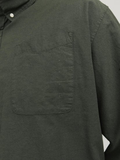 Jack & Jones OXFORD LS Shirt Green - Ризи - мъжки ризи големи размери