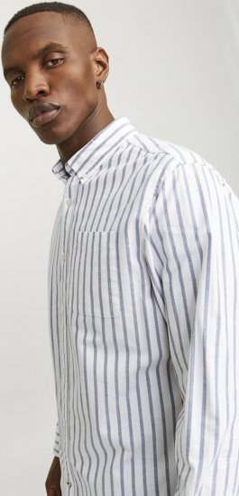 Jack & Jones OXFORD LS Shirt Striped Ensign Blue - Ризи - мъжки ризи големи размери