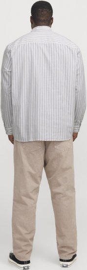Jack & Jones OXFORD LS Shirt Striped White - Ризи - мъжки ризи големи размери
