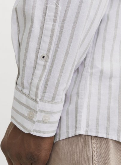 Jack & Jones OXFORD LS Shirt Striped White - Ризи - мъжки ризи големи размери
