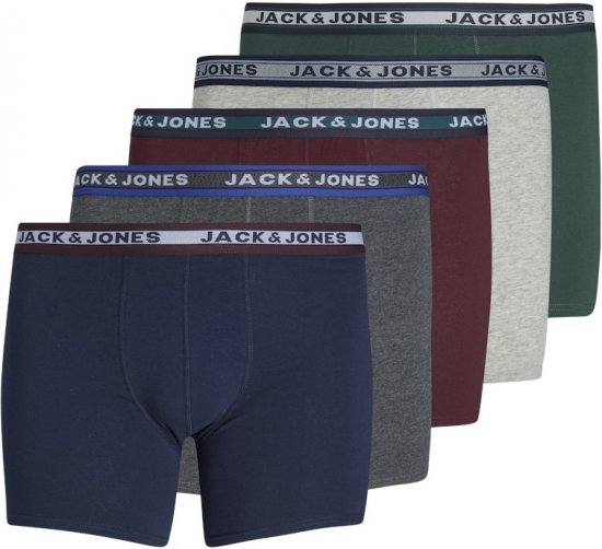 Jack & Jones OLIVER Trunks 5-Pack Dark Grey Melange - Бельо & Бански шорти - Мъжко бельо големи размери