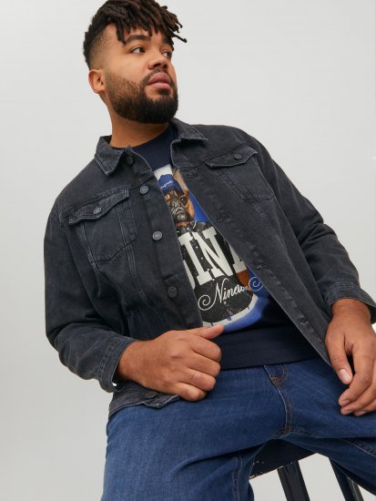 Jack & Jones JJIJEAN Denim Jacket Black Denim - Якета - мъжки якета големи размери
