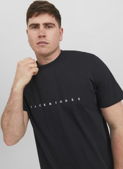 Jack & Jones STAR T-Shirt Black - Тениски - мъжки тениски големи размери