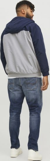 Jack & Jones RUSH White/Grey Blocking Bomber Jacket with Hood Navy Blazer - Якета - мъжки якета големи размери