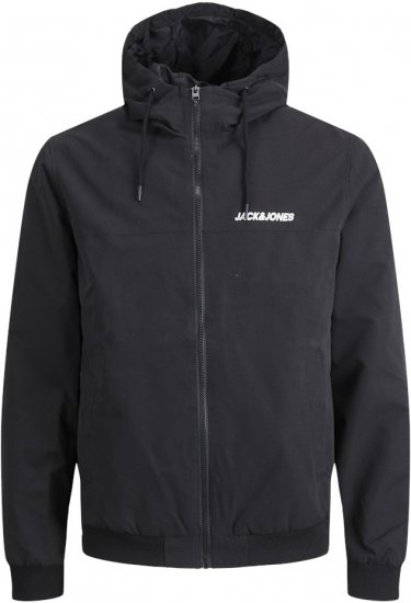 Jack & Jones RUSH SOLID Bomber Jacket with Hood Black - Якета - мъжки якета големи размери