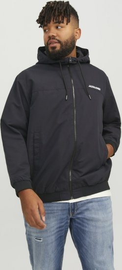 Jack & Jones RUSH SOLID Bomber Jacket with Hood Black - Якета - мъжки якета големи размери