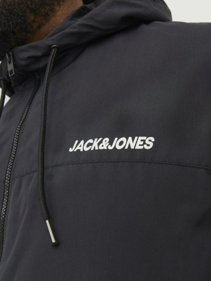 Jack & Jones RUSH SOLID Bomber Jacket with Hood Black - Якета - мъжки якета големи размери