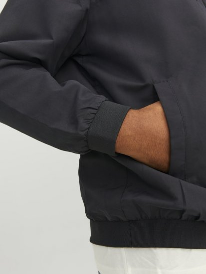 Jack & Jones RUSH SOLID Bomber Jacket with Hood Black - Якета - мъжки якета големи размери
