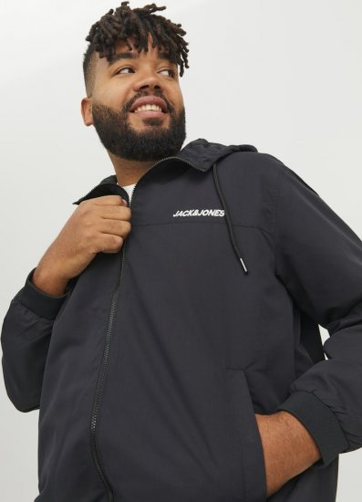 Jack & Jones RUSH SOLID Bomber Jacket with Hood Black - Якета - мъжки якета големи размери