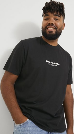 Jack & Jones ESTERBRO T-Shirt Black - Тениски - мъжки тениски големи размери