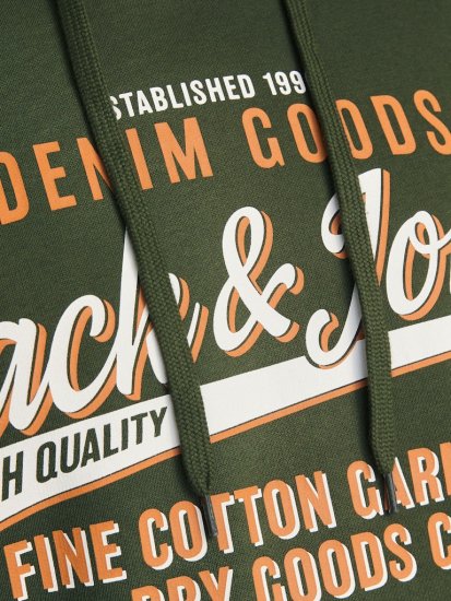 Jack & Jones 2 COL LOGO Hoodie Kombu Green - Суичъри & cуичъри с качулка - мъжки суичъри големи размери