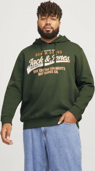 Jack & Jones 2 COL LOGO Hoodie Kombu Green - Суичъри & cуичъри с качулка - мъжки суичъри големи размери