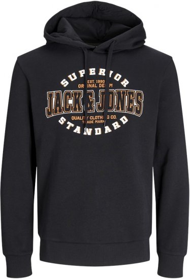 Jack & Jones 2 COL LOGO Hoodie Black - Суичъри & cуичъри с качулка - мъжки суичъри големи размери