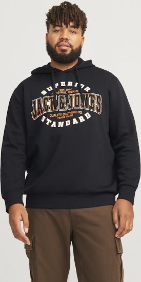 Jack & Jones 2 COL LOGO Hoodie Black - Суичъри & cуичъри с качулка - мъжки суичъри големи размери