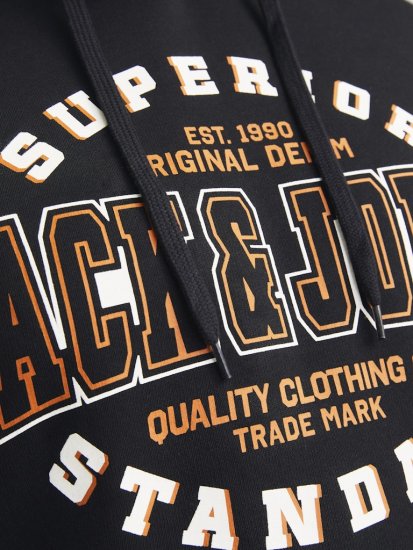 Jack & Jones 2 COL LOGO Hoodie Black - Суичъри & cуичъри с качулка - мъжки суичъри големи размери