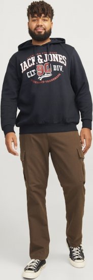Jack & Jones 2 COL LOGO Hoodie Dark Navy - Суичъри & cуичъри с качулка - мъжки суичъри големи размери