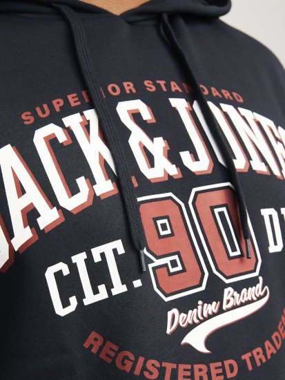 Jack & Jones 2 COL LOGO Hoodie Dark Navy - Суичъри & cуичъри с качулка - мъжки суичъри големи размери