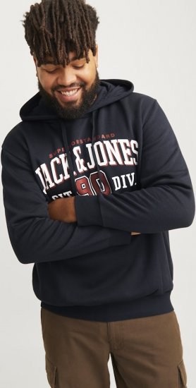 Jack & Jones 2 COL LOGO Hoodie Dark Navy - Суичъри & cуичъри с качулка - мъжки суичъри големи размери