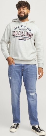 Jack & Jones 2 COL LOGO Hoodie White Melange - Суичъри & cуичъри с качулка - мъжки суичъри големи размери