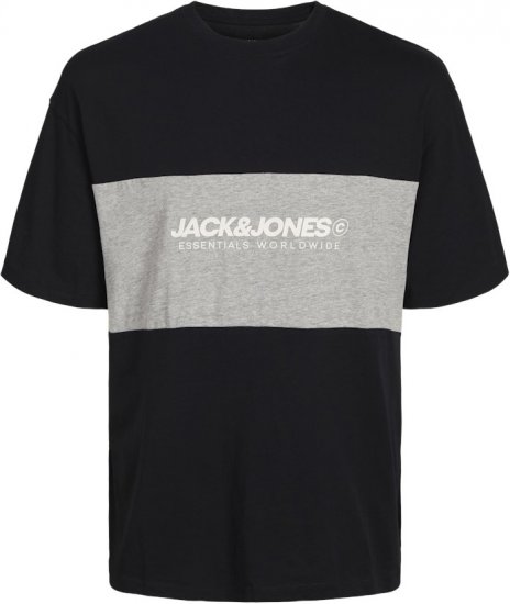 Jack & Jones LEGACY BLOCKING T-Shirt Black - Тениски - мъжки тениски големи размери