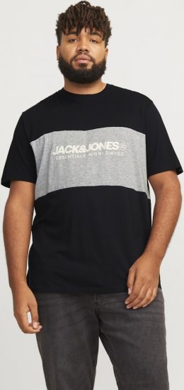Jack & Jones LEGACY BLOCKING T-Shirt Black - Тениски - мъжки тениски големи размери