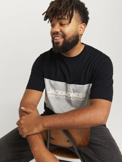 Jack & Jones LEGACY BLOCKING T-Shirt Black - Тениски - мъжки тениски големи размери